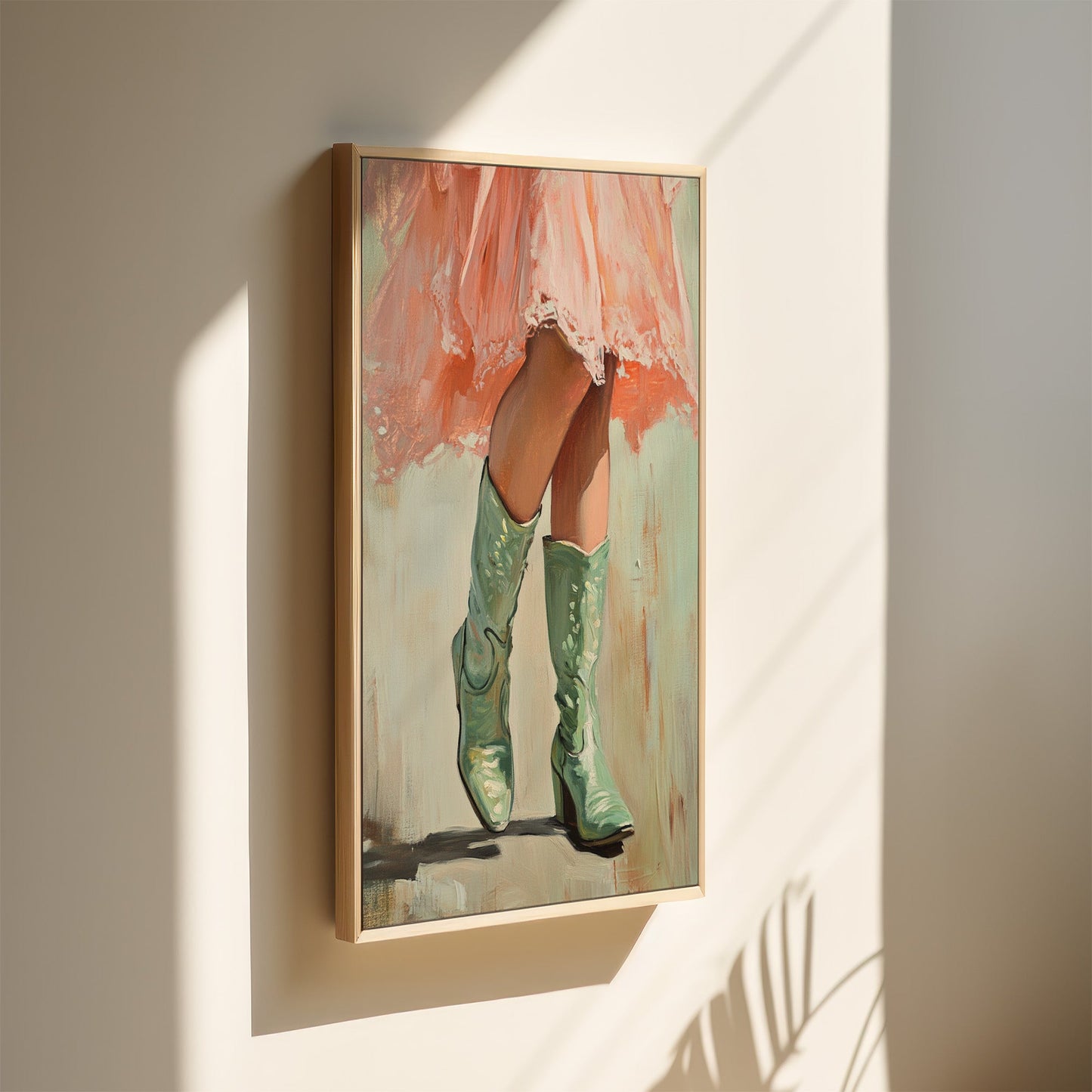 Bottes de cowgirl et robe en dentelle – Décoration murale western féminine