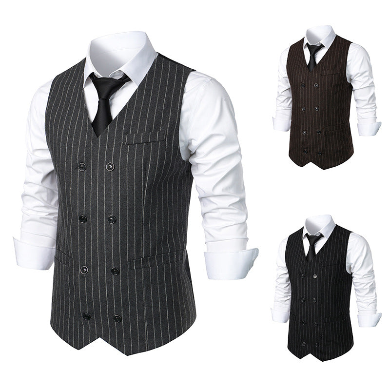 Men's Retro Casual Double Breasted Striped Vest