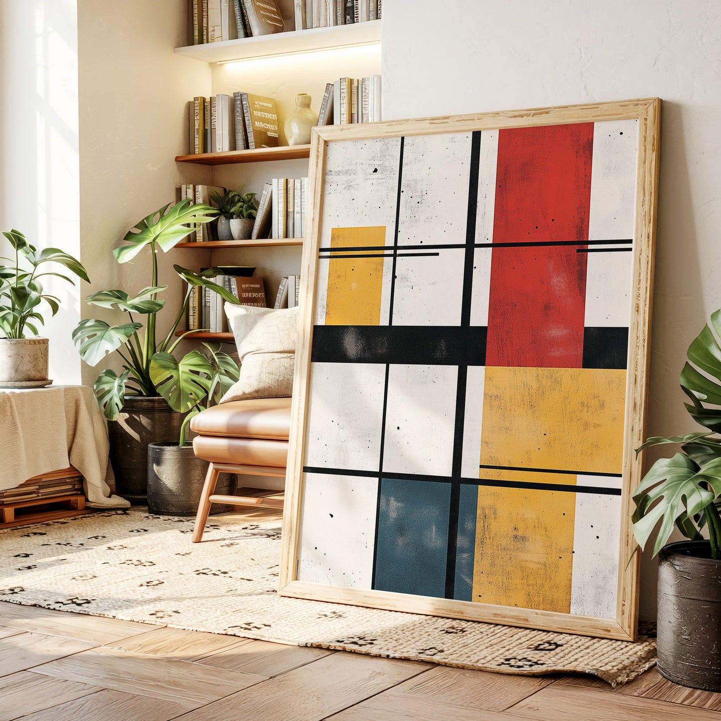 Rythme modulaire – Art de grille aux couleurs primaires abstraites