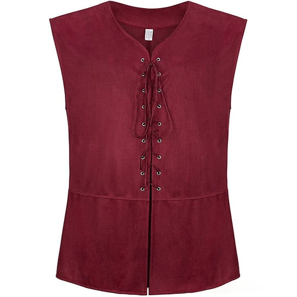 Retro Steampunk Vest Mens Lace-Up Waistcoat