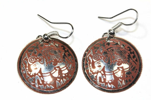 Terracotta Turquoise Elephant Danglers 1 Inch Silver Gold