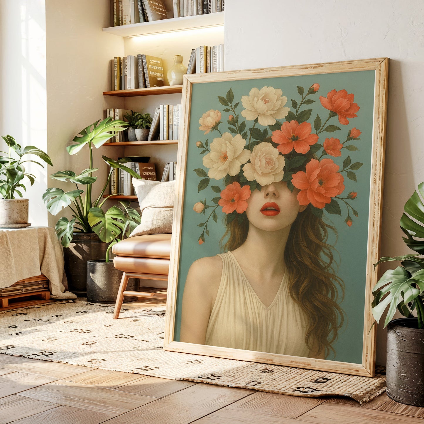 Flourish in Coral and Cream