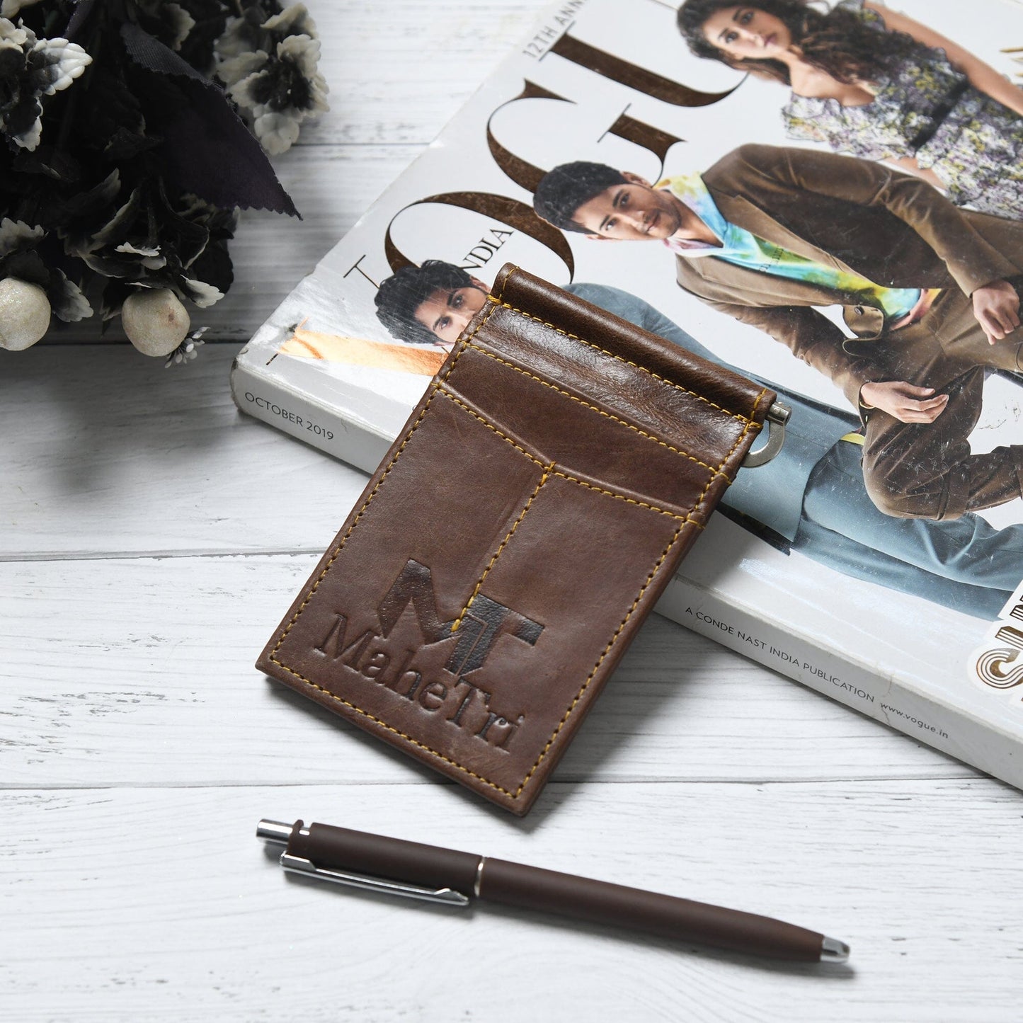 Finley Money Clip- Nussbraun