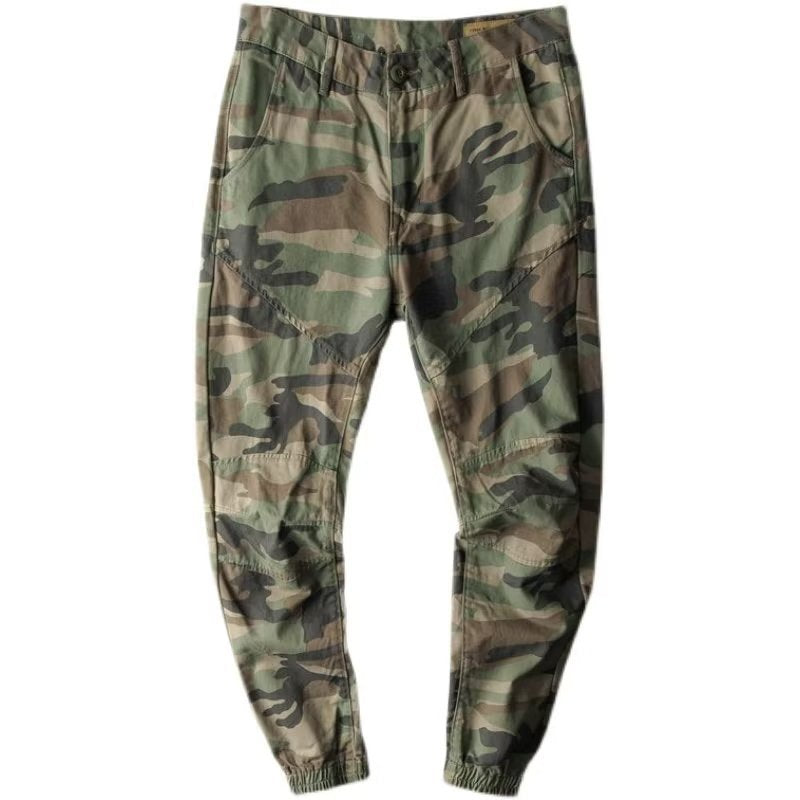Mens Japanese-Style Retro Camo Ankle-Fit Pants