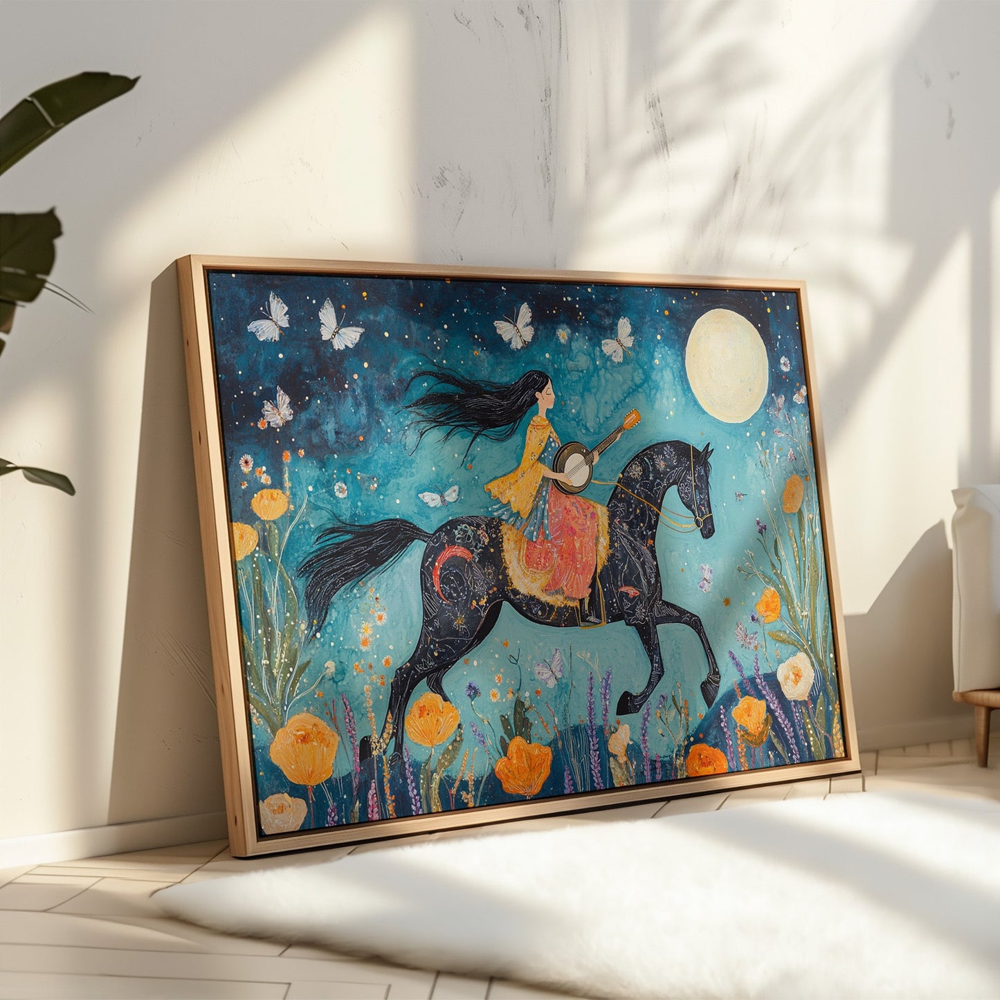 Mélodie au clair de lune à cheval dans la nuit