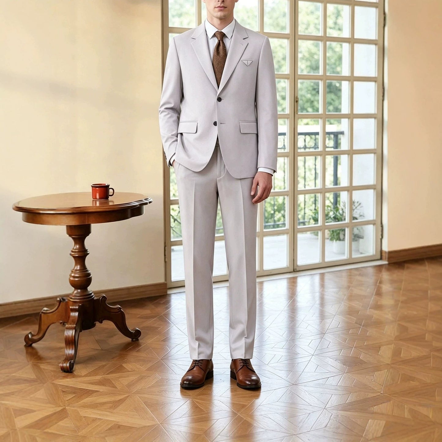 Mens Solid-Color Suit Business Formal Attire Set