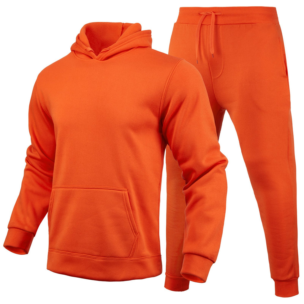 Slim-fit Solid Color Hoodie Set Urban Casual