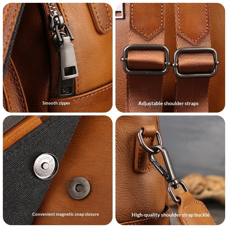 Womens Fashion Large-capacity Top-grain Leather Backpack