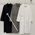 Loose Casual Stylish Long Trench Coat With A Stand Collar And Drawstring