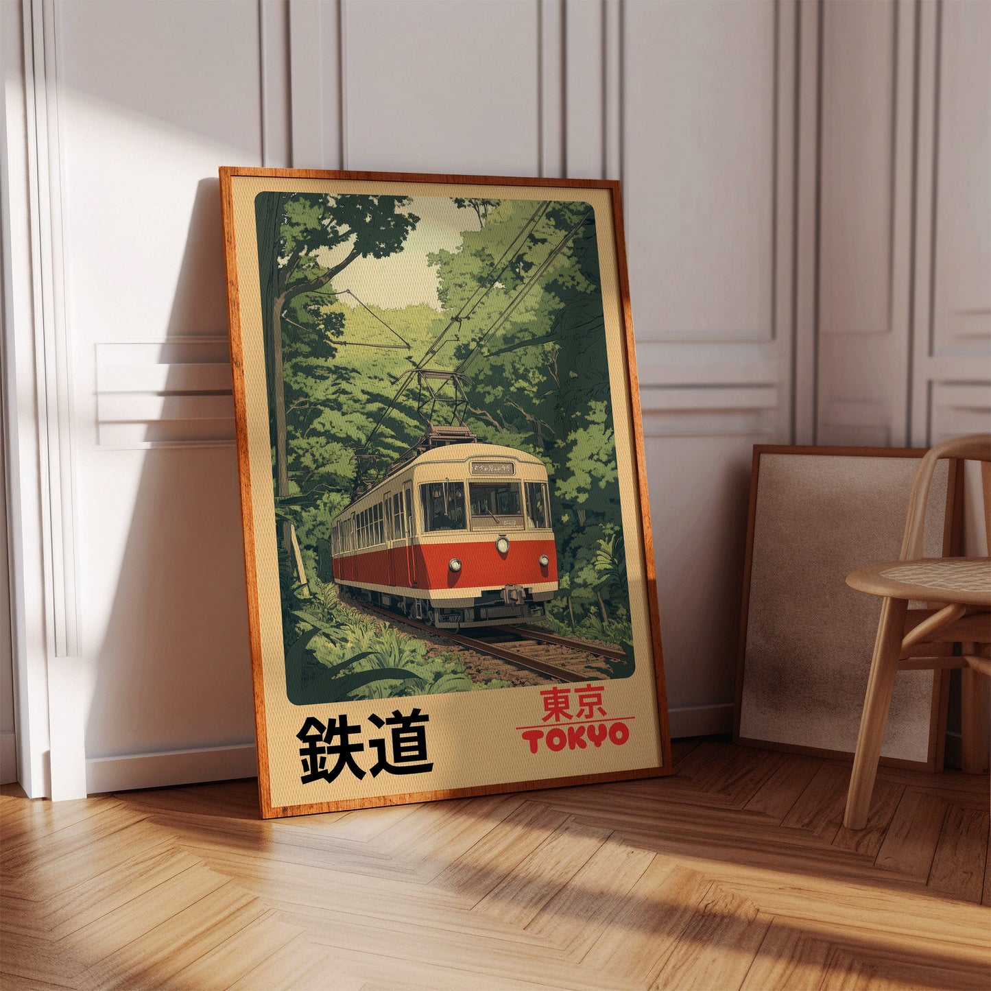 Affiche Rétro Chemin de Fer de Tokyo – Art Mural de Train Japonais, Impression de Voyage Vintage