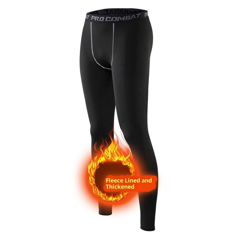 Autumn And Winter Fleece-lined Sports Tights Men