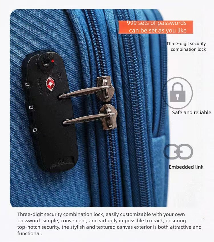 Waterproof Cross-border Black Oxford Cloth Suitcase, Durable 30 Inch Large Capacity, 20 Inch Boarding Case, Luggage Compartment