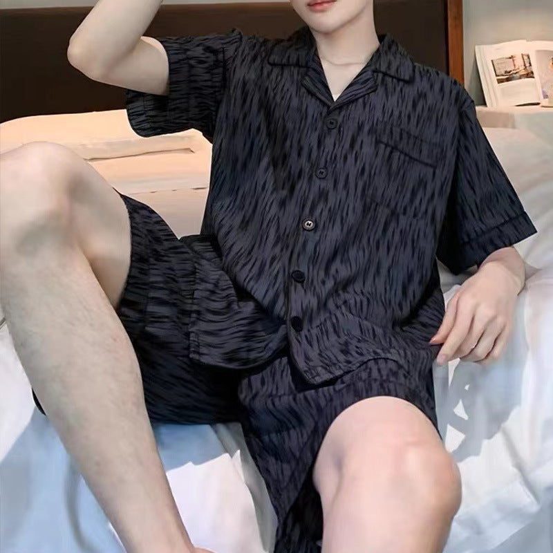 Mens And Boys Summer Black-striped Loungewear