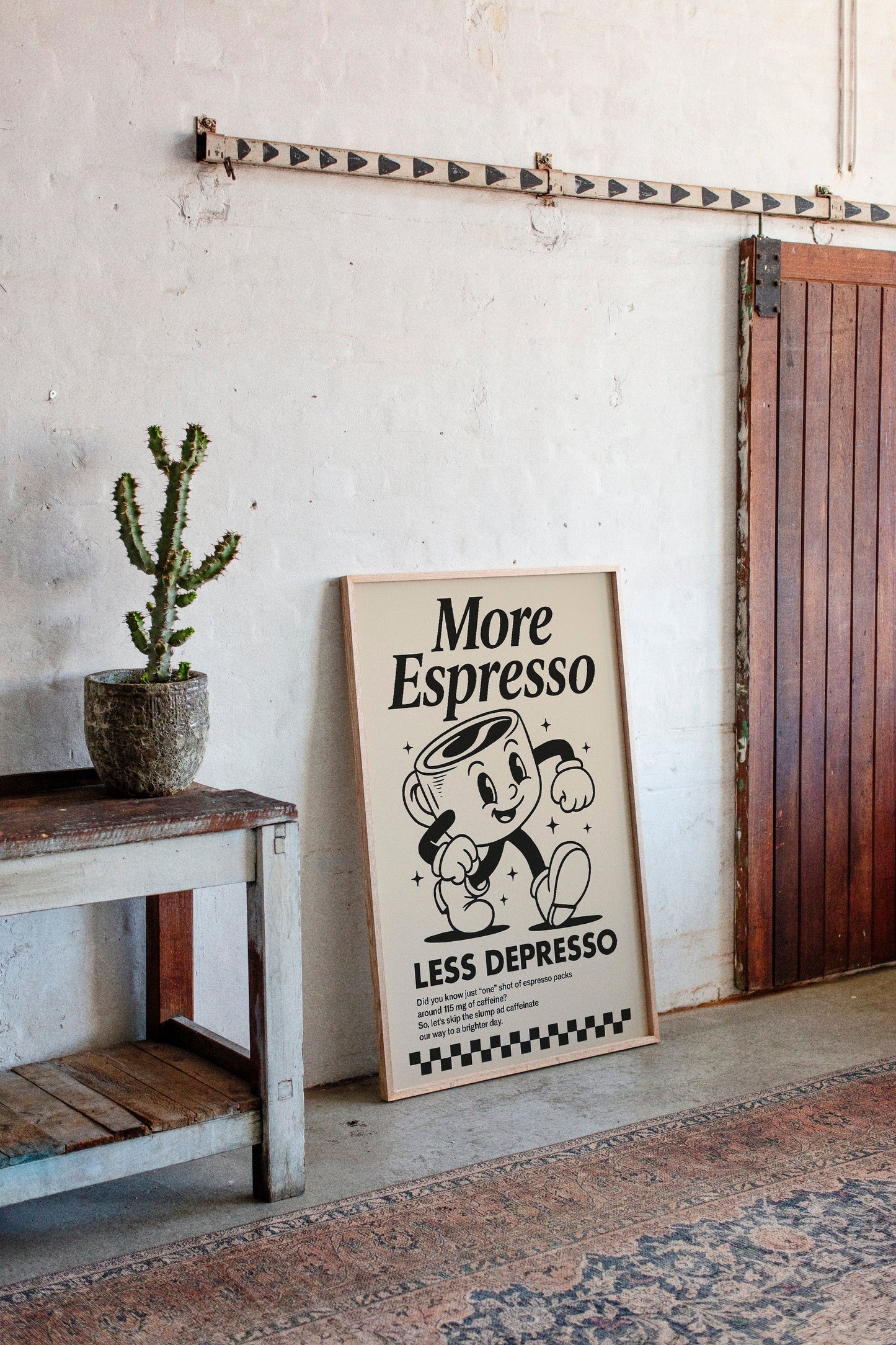More Espresso, Less Depresso – Vintage Kaffee Poster Kunstdruck