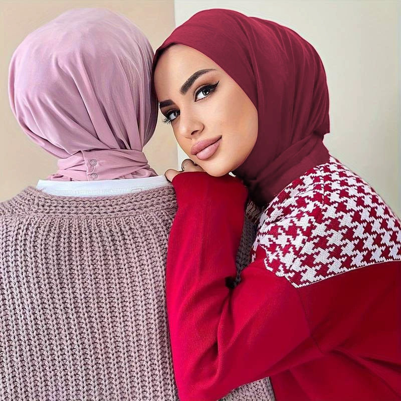 Womens Modal Cotton Headscarf Cap With Three Buttons
