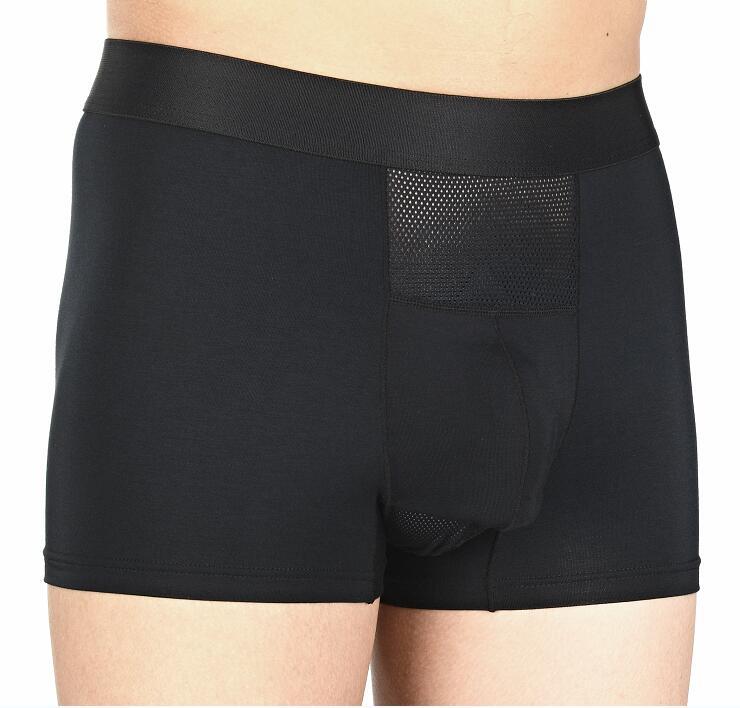 Men's Scrotal-supporting Flat-bottomed Boxer Briefs With Vein Support