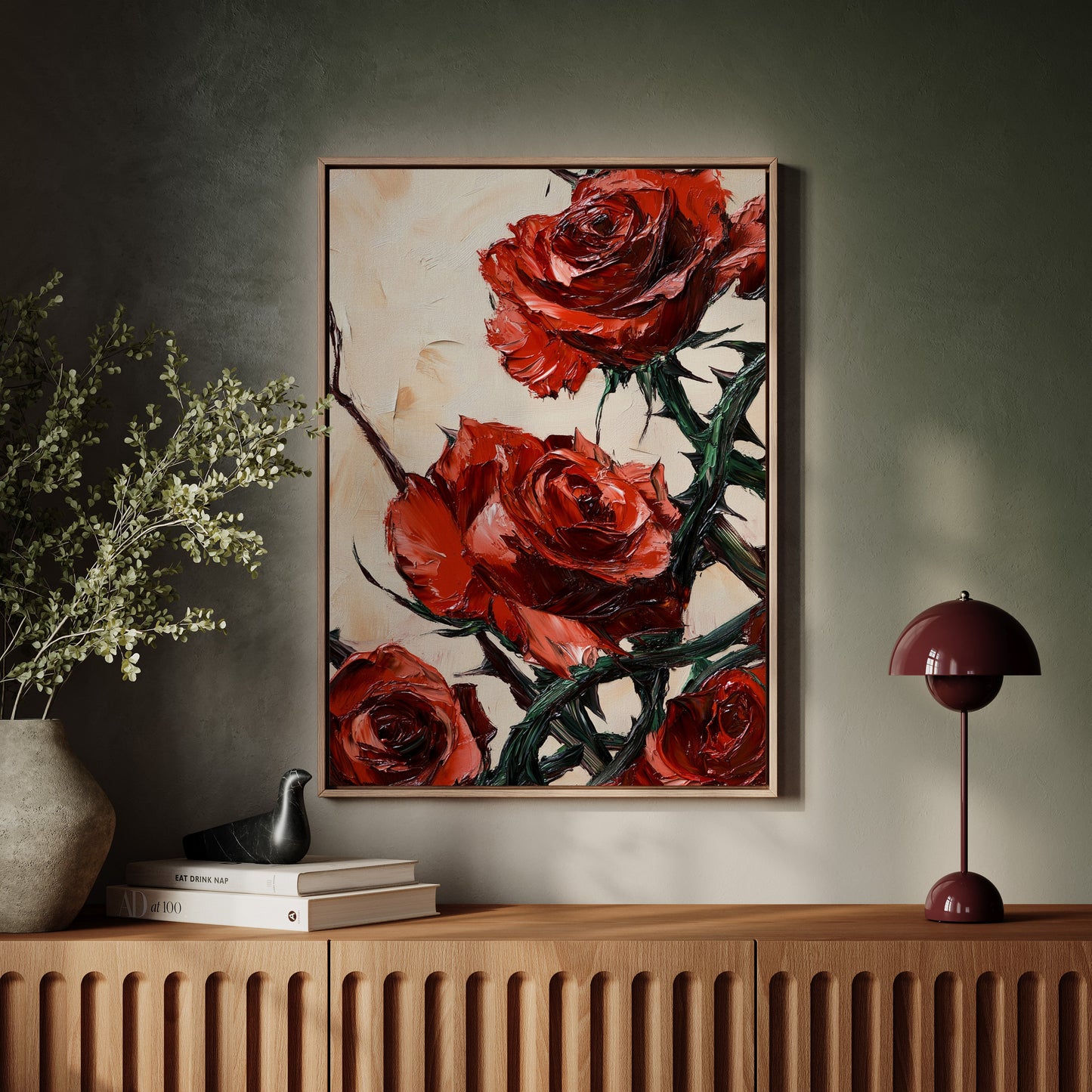 Crimson Roses with Thorns