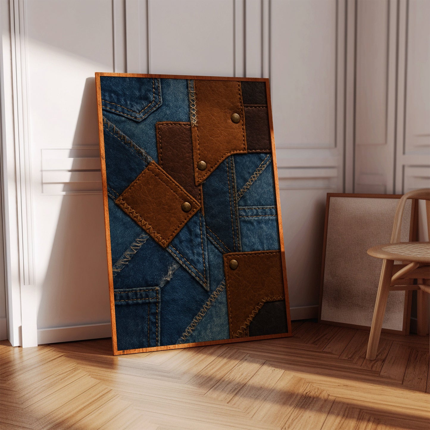 Western Patchwork Denim and Leather Print