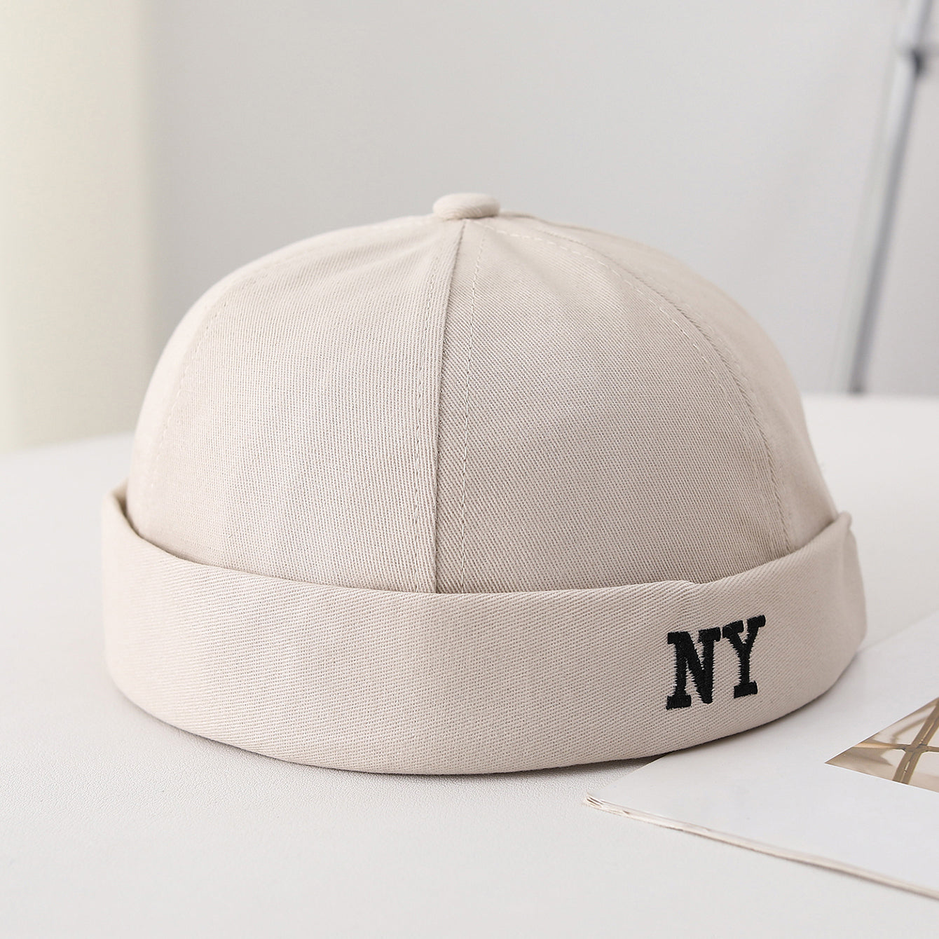 Men's Single-color Embroidered NY Letter Adjustable Trendy And Bohemian Style Landlord Hat, Suitable For Daily Casual Street Dance Outfits.
