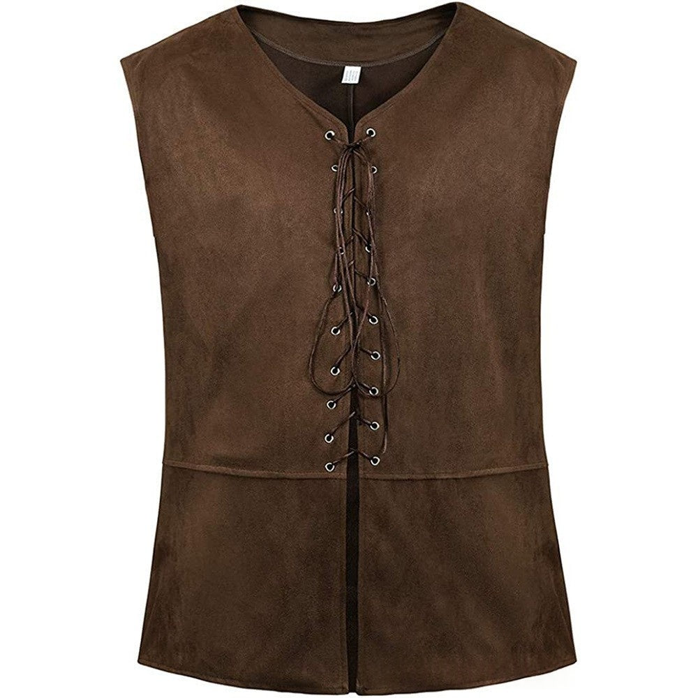 Retro Steampunk Vest Mens Lace-Up Waistcoat