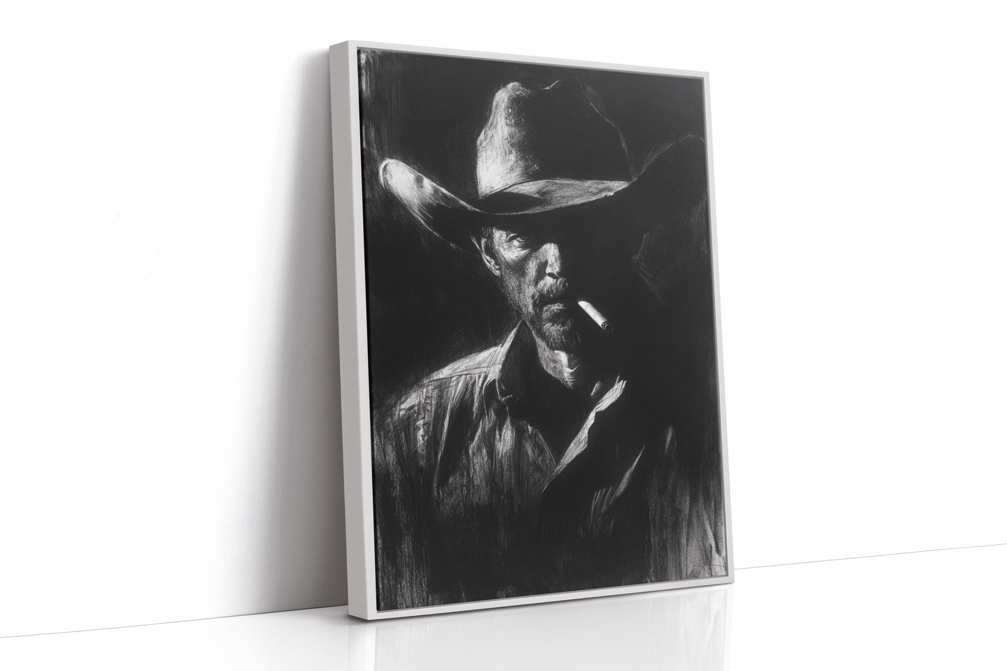 Cowboy de minuit dans l'ombre du fusain