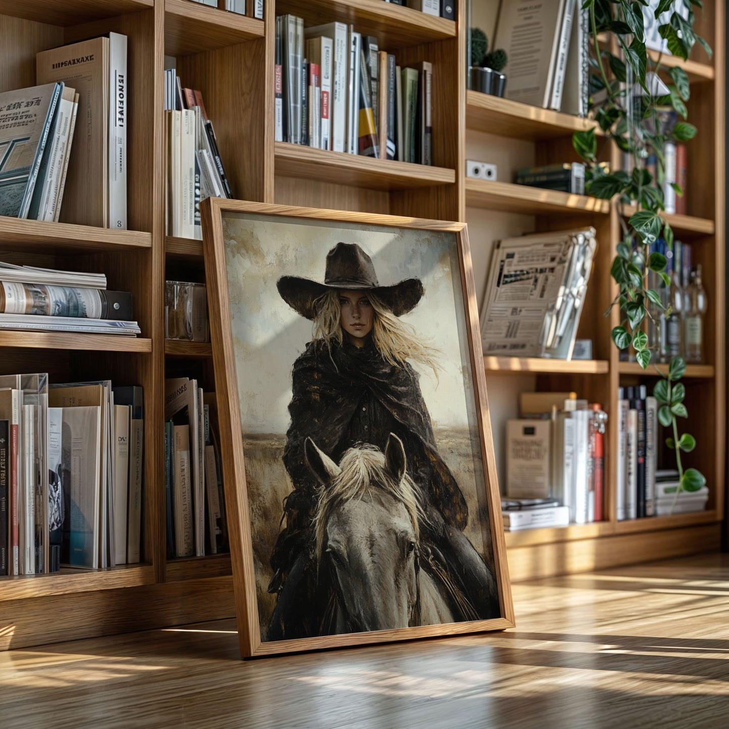 Reiter in Schwarz auf weißem Pferd