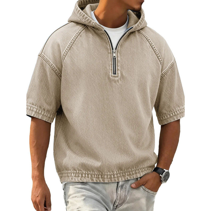 Sports Hoodie With A Half-zip And Hood