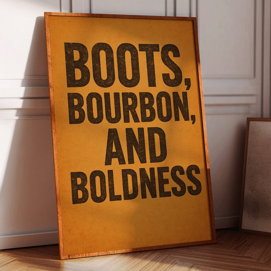 Art mural "Bottes, bourbon et audace"