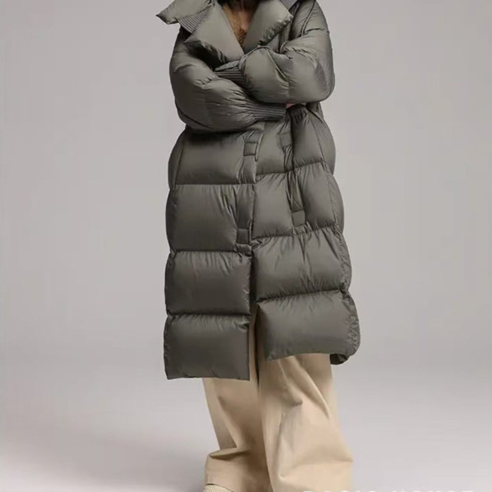 Womens New Winter Mid-Length Over-the-Knee Loose Coat