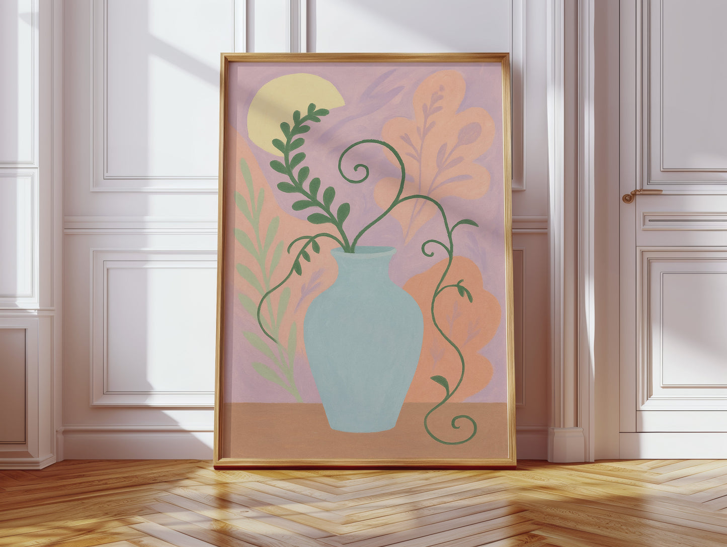 Twilight Leaves in a Pale Blue Vase