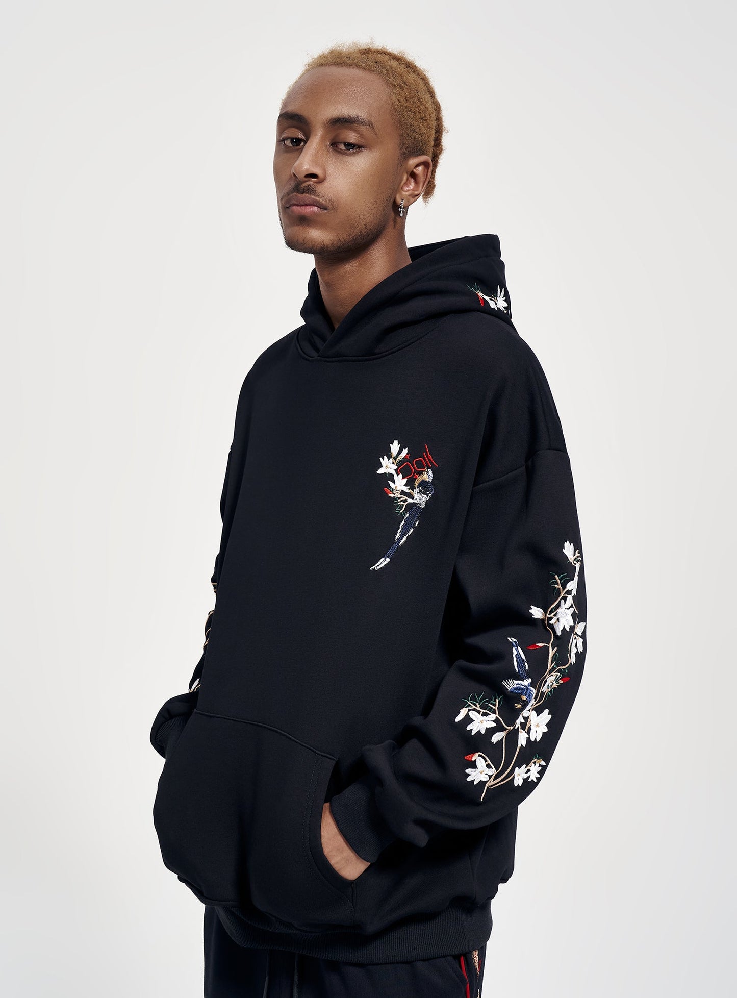 KH9083 Blumen-Stickerei-Hoodie