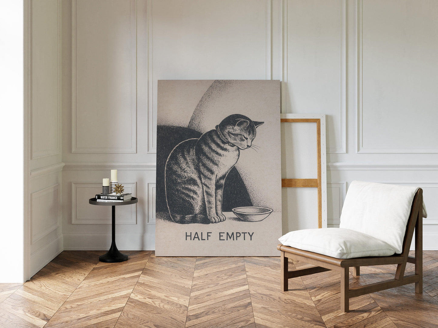 Chat à moitié vide