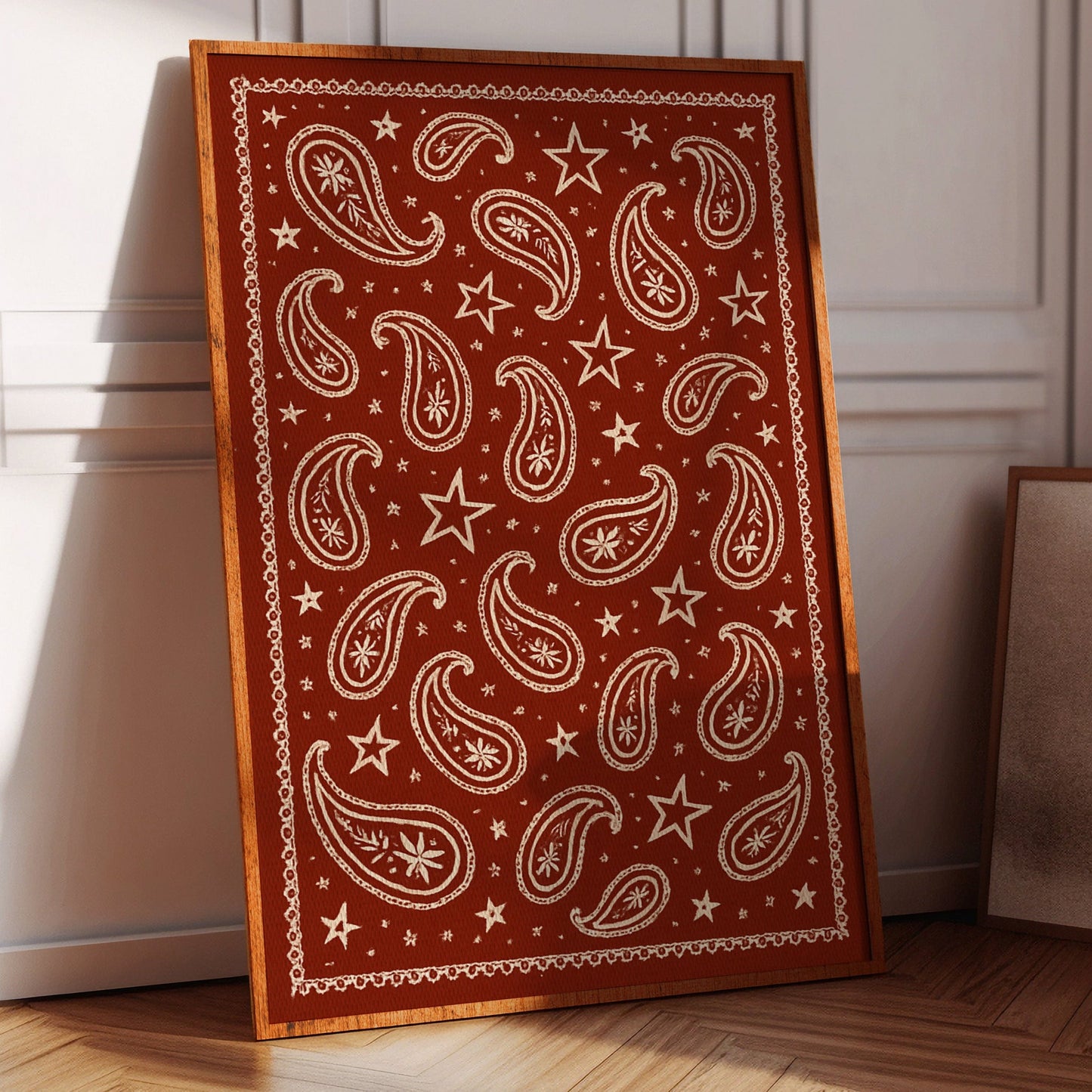 Vintage rotes Bandana mit Sternen und Paisley-Muster
