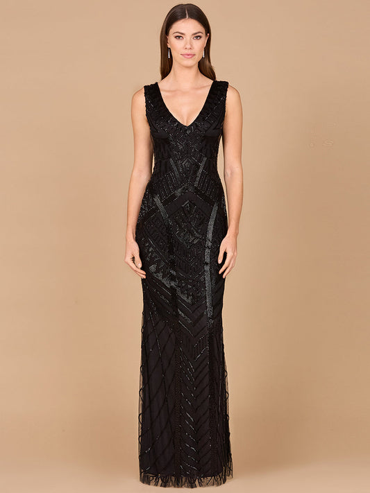 Lara 33552 - Robe ajustée ornée de perles ton sur ton