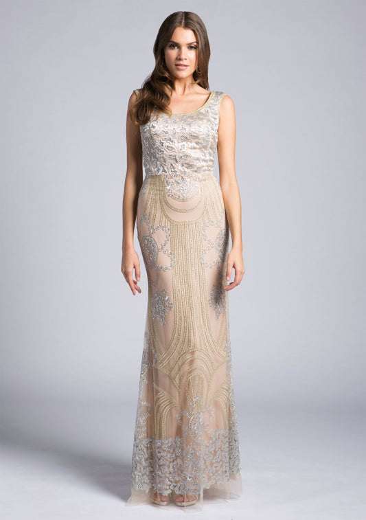 Lara 33622 - Robe longue perlée en dentelle OUTLET