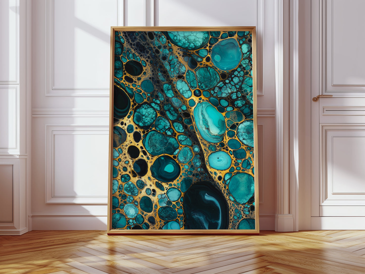 Golden Currents Beneath Turquoise Skin