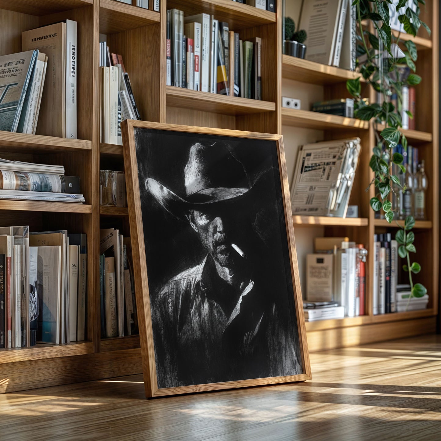 Cowboy de minuit dans l'ombre du fusain