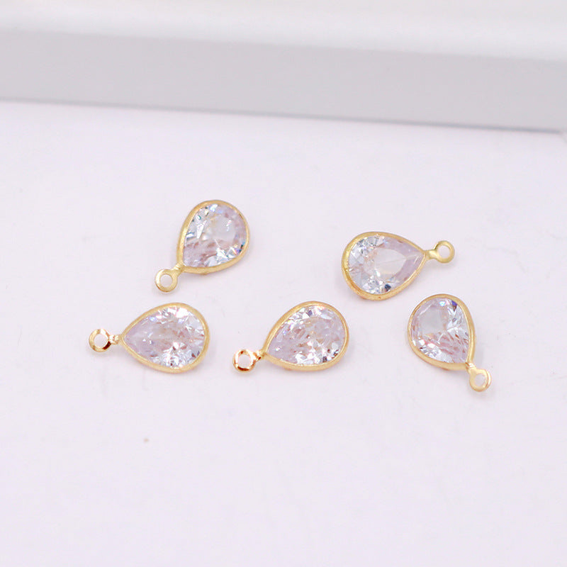 Geometric Zircon Bezel Set Pendant - Gold Plated Color Retention Charm for DIY Earring Jewelry Making Accessories