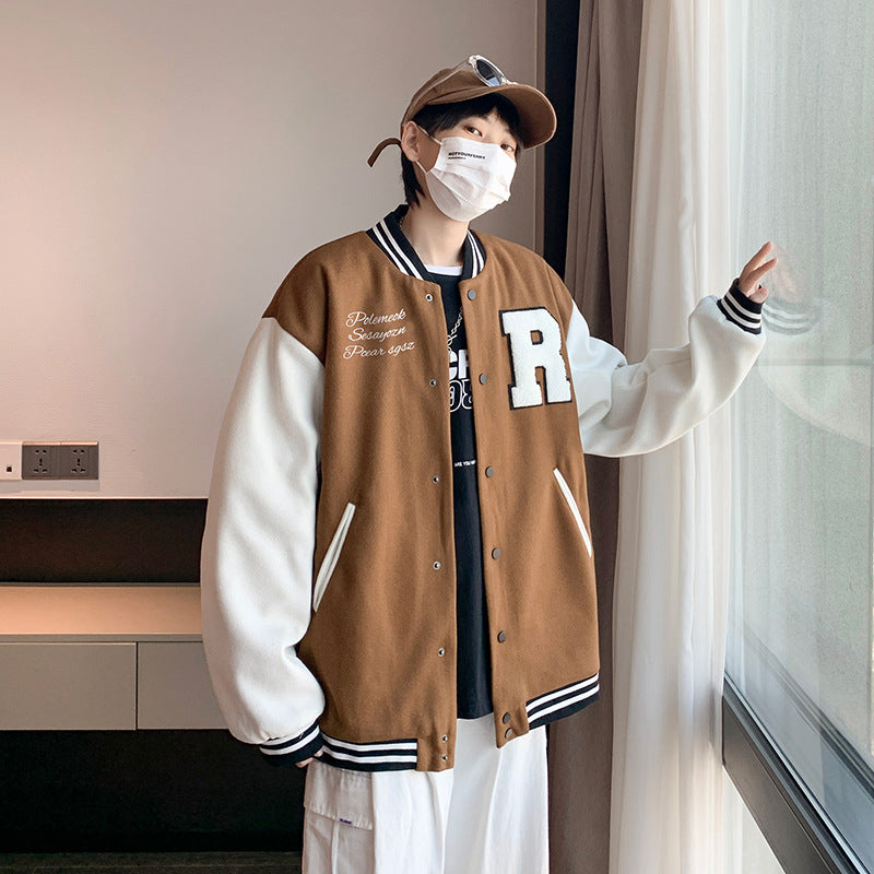 New Elegance Spring Autumn Coat Baseball Bomber Jacket Loose Letter R Men Women Couples Tops Plus Size Jackets Streetwear