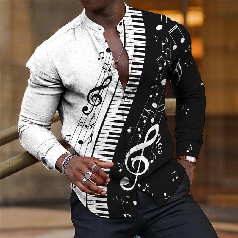 Mens Breathable Long-sleeve Printed Shirt
