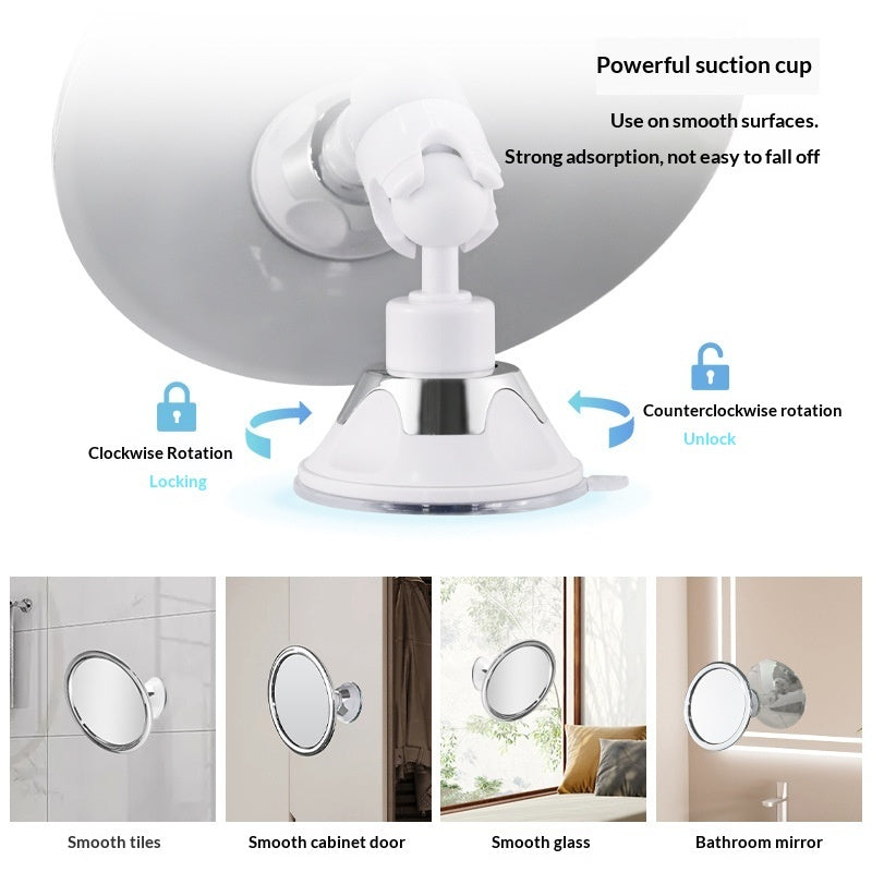Bathroom Anti-fog Mirror With 360-degree Rotating Suction Cu Silver Color