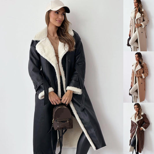 Women’s Belted Double-Breasted Winter Trench Coat