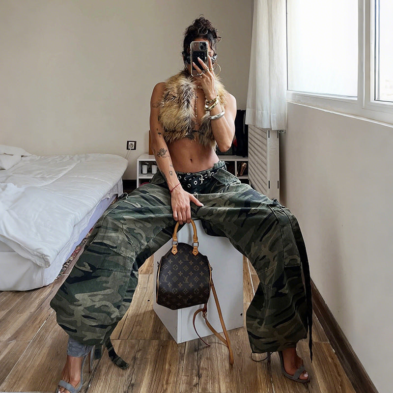 Womens Fashion Retro Street-style Cropped Backless Sleeveless Vest