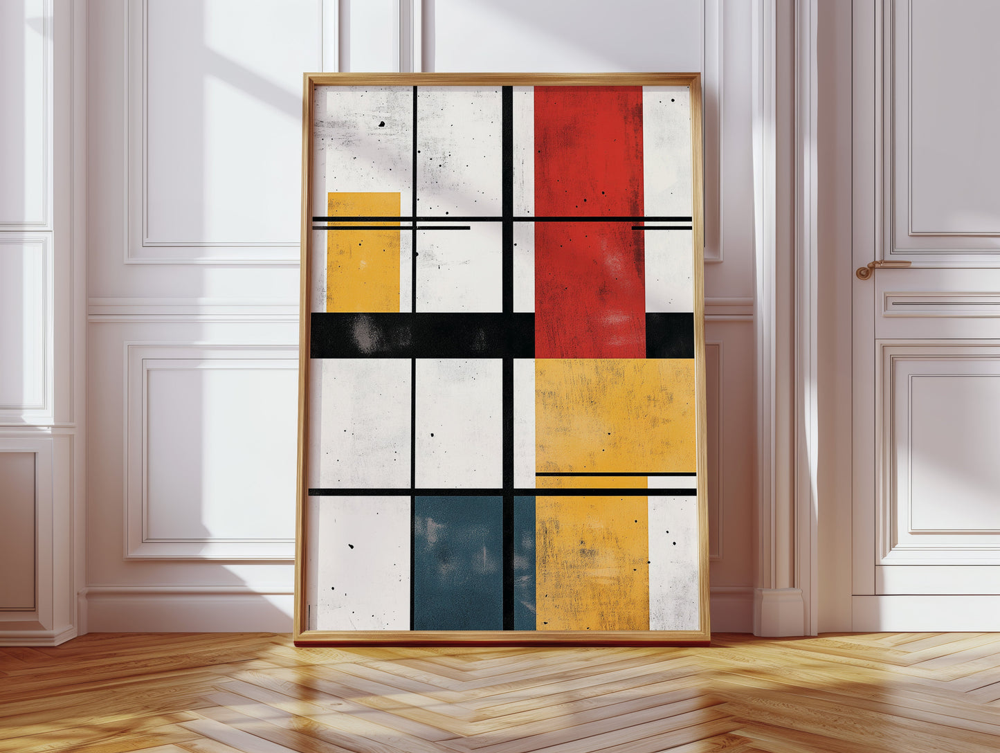 Rythme modulaire – Art de grille aux couleurs primaires abstraites