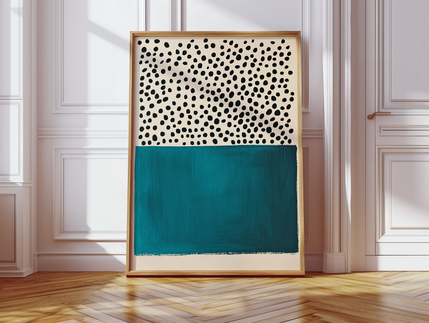 Teal Block and Ink Dots