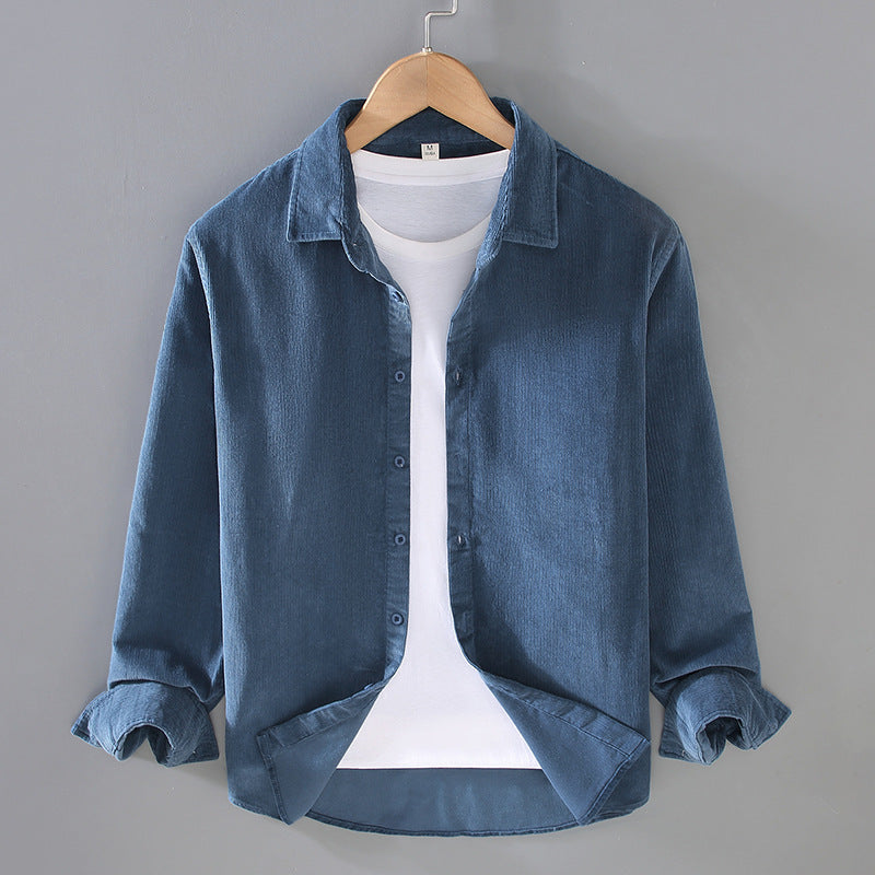 Mens Casual Workwear Layered Corduroy Shirt