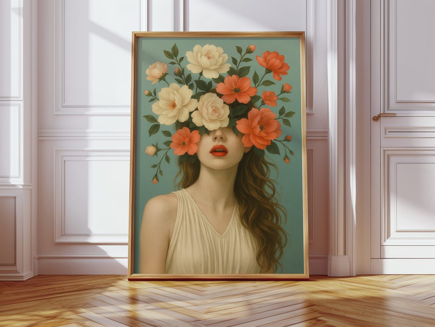 Flourish in Coral and Cream