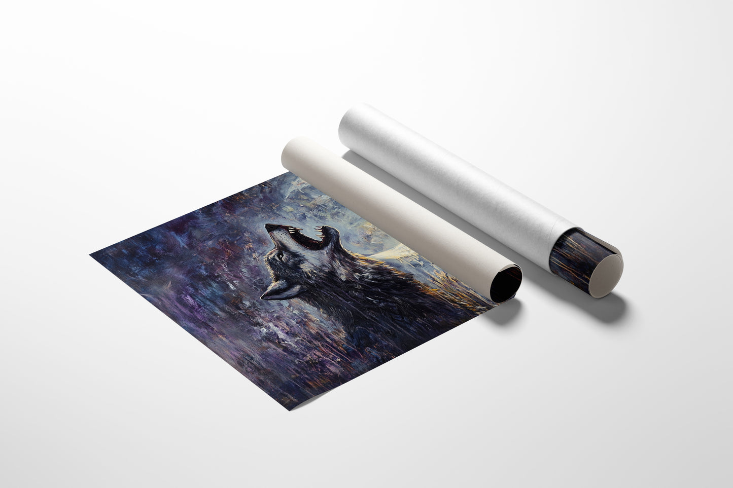 Loup solitaire hurlant sous la lune