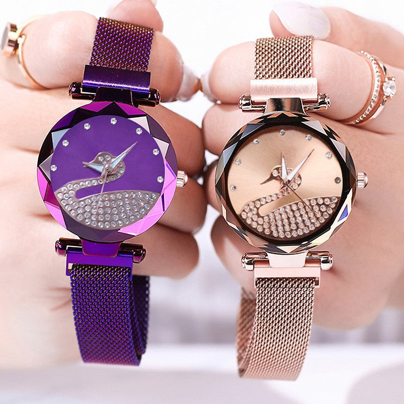 Starry Sky Womens Watch Lazy Little Swan Ladies Timepiece