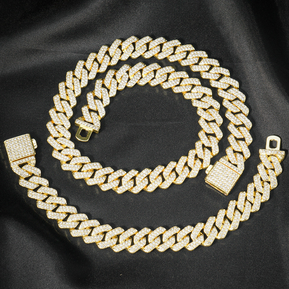 Hip-Hop EuropeanAmerican Cross-Border 14mm Cuban-Link Watch Set
